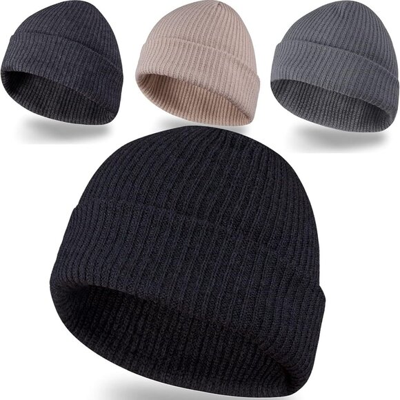 Men's 4-pack Multi-Color Spring Summer Autumn Winter Slouchy Beanies Hats - Picture 1 of 8